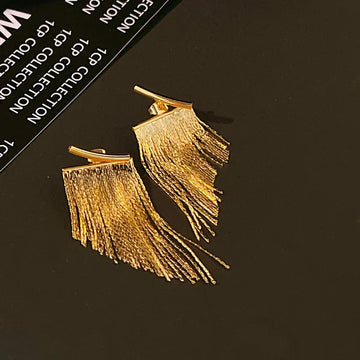 Edgy Snake Chain Tassel Earrings – 18K Heavy Metal Statement Earrings