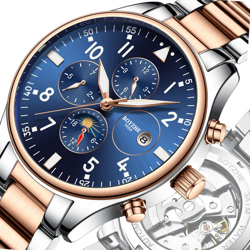 Men’s Automatic Mechanical Watch – Luxury Steel Strap Timepiece | Hala Grace
