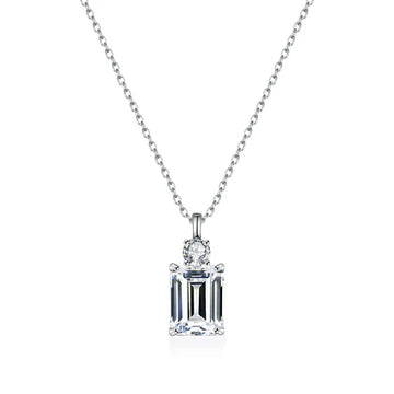 Emerald Diamond Square Necklace – S925 Sterling Silver | Hala Grace