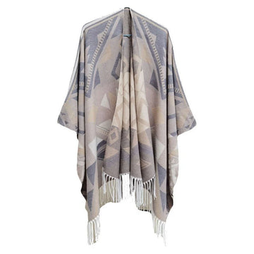 Elegant Fall Talma Wrap – Geometric Design Winter Scarf | Hala Grace