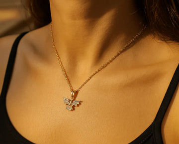 Gold Butterfly Zirconia Jewelry Set – Elegant Necklace & Earrings | Hala Grace