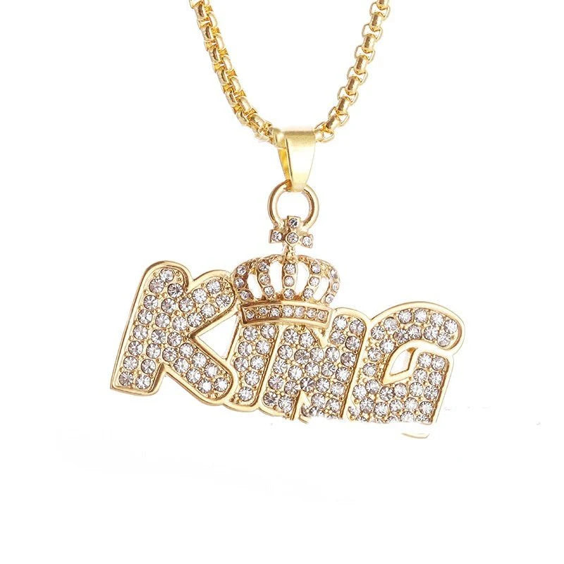 KING Crown Necklace – Gold Plated Pendant for Men