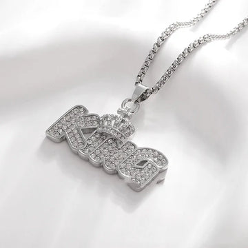 KING Crown Necklace – Gold Plated Pendant for Men