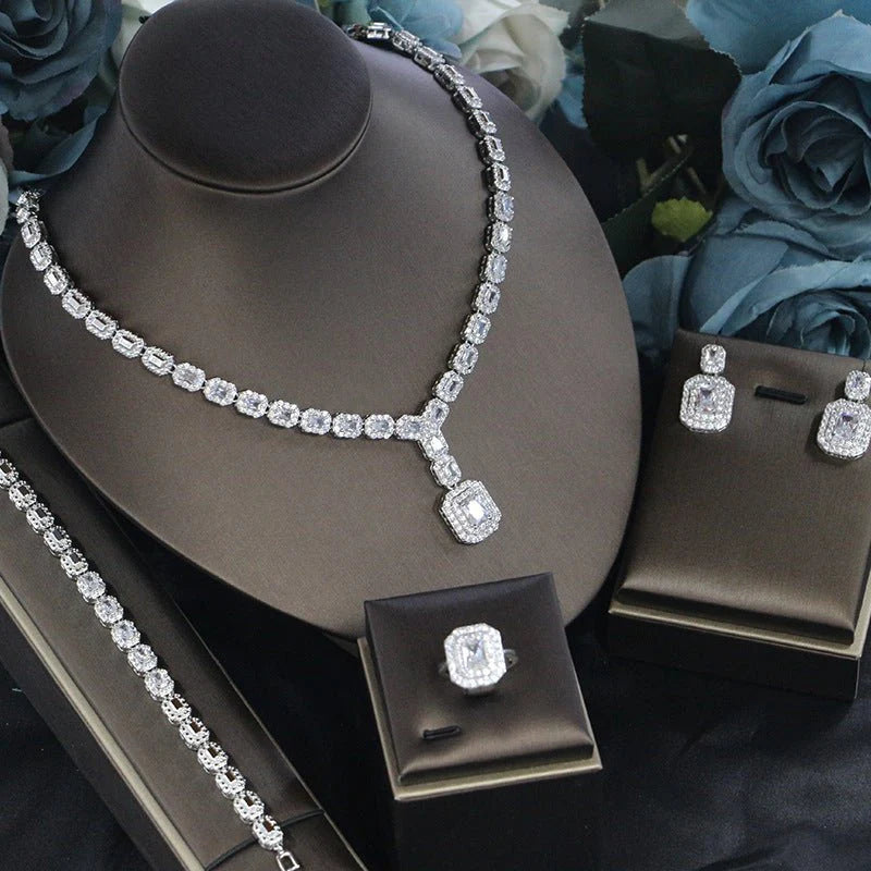 Luxury 4-Piece Jewelry Set – Necklace, Earrings, Bracelet & Ring | Hala Grace