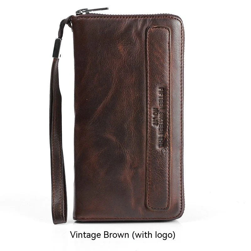 Vintage Handmade Sheepskin Wallet for Men – Long Design