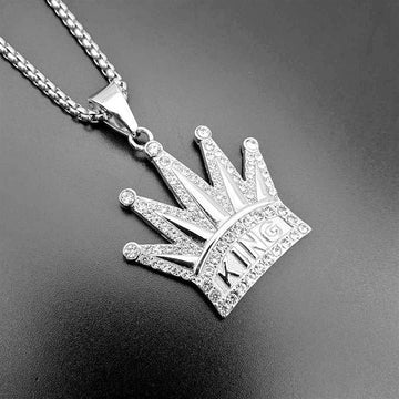 Diamond KING Crown Pendant – Gold-Plated Jewelry