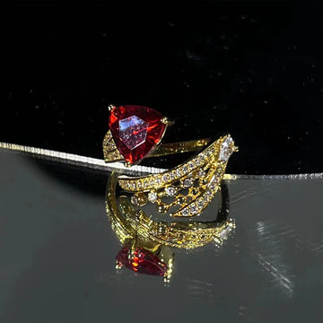 Retro Diamonds Red Opening Gold Ring – Vintage Women’s Jewelry | Hala Grace