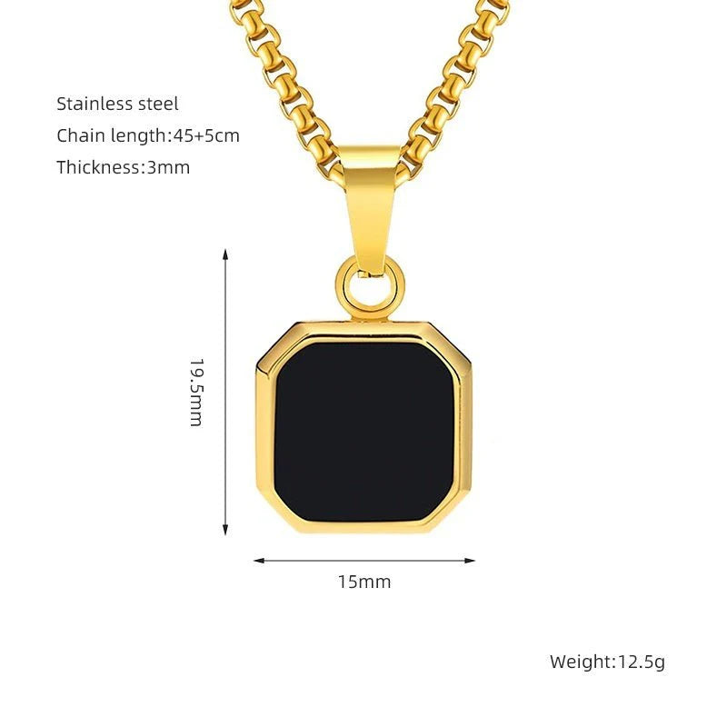 Men’s Hip-Hop Necklace – Titanium Steel Turquoise Pendant