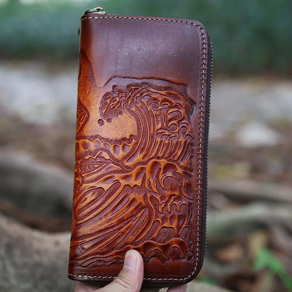 Men’s Genuine Leather Clutch Wallet – Vintage Cowhide | Hala Grace