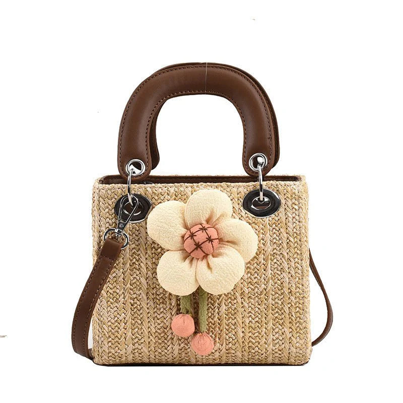Women’s Flower Weaving Straw Handbag – Lightweight Casual Purse | Hala Grace