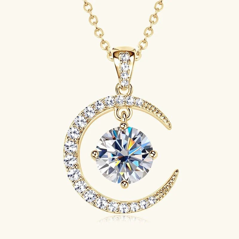 Women’s Crescent Necklace – 925 Sterling Silver Moissanite Pendant | Hala Grace