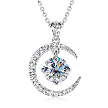 Women’s Crescent Necklace – 925 Sterling Silver Moissanite Pendant | Hala Grace