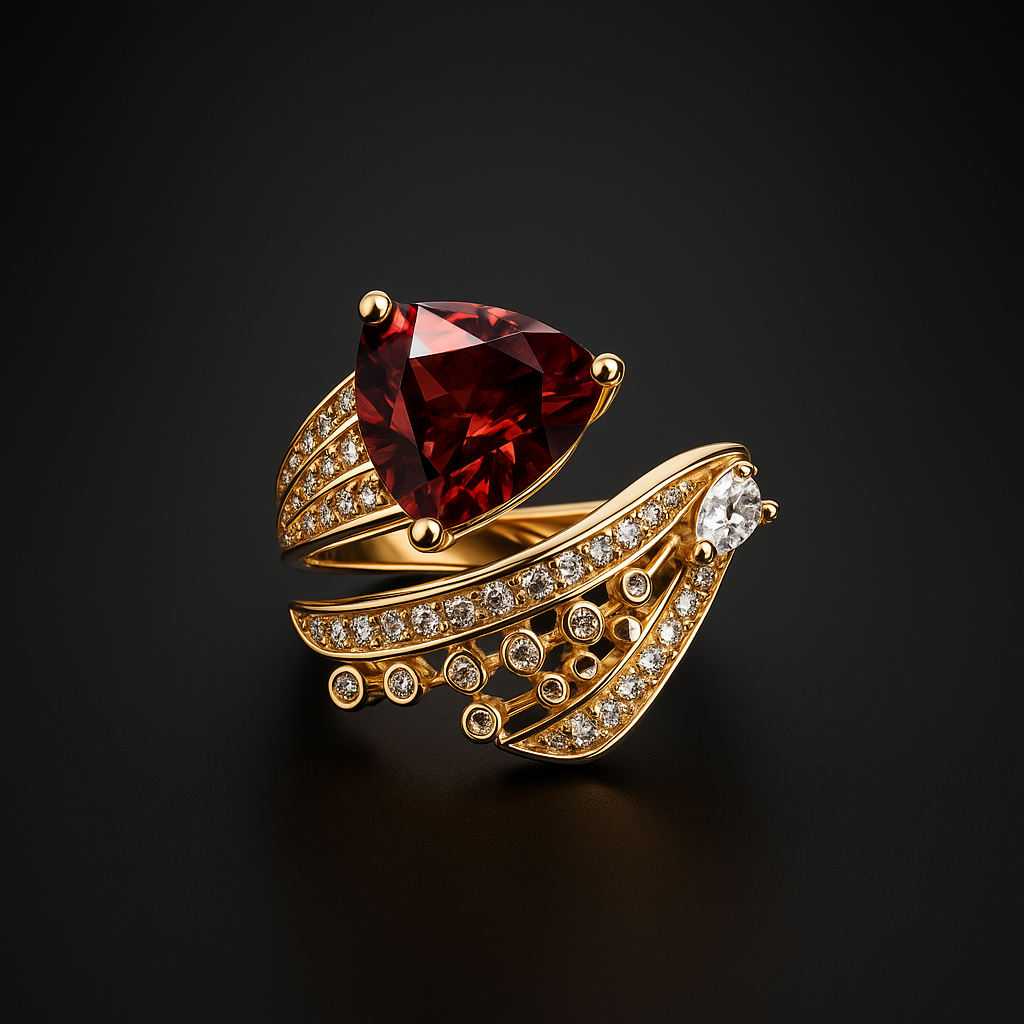 Retro Diamonds Red Opening Gold Ring – Vintage Women’s Jewelry | Hala Grace