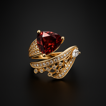 Retro Diamonds Red Opening Gold Ring – Vintage Women’s Jewelry | Hala Grace