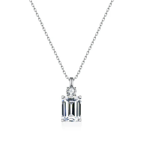 Emerald Diamond Square Necklace – S925 Sterling Silver | Hala Grace