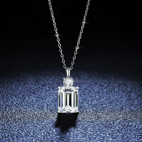 Emerald Diamond Square Necklace – S925 Sterling Silver | Hala Grace