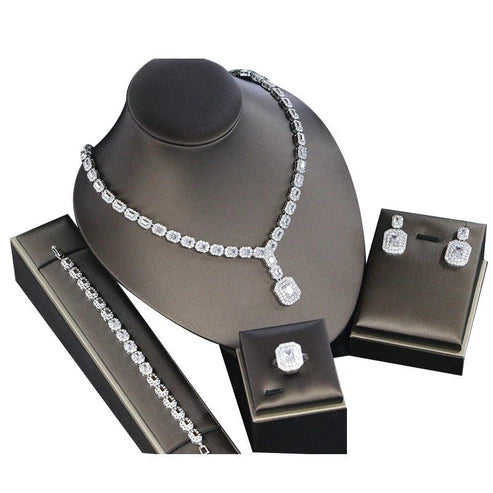 Luxury 4-Piece Jewelry Set – Necklace, Earrings, Bracelet & Ring | Hala Grace
