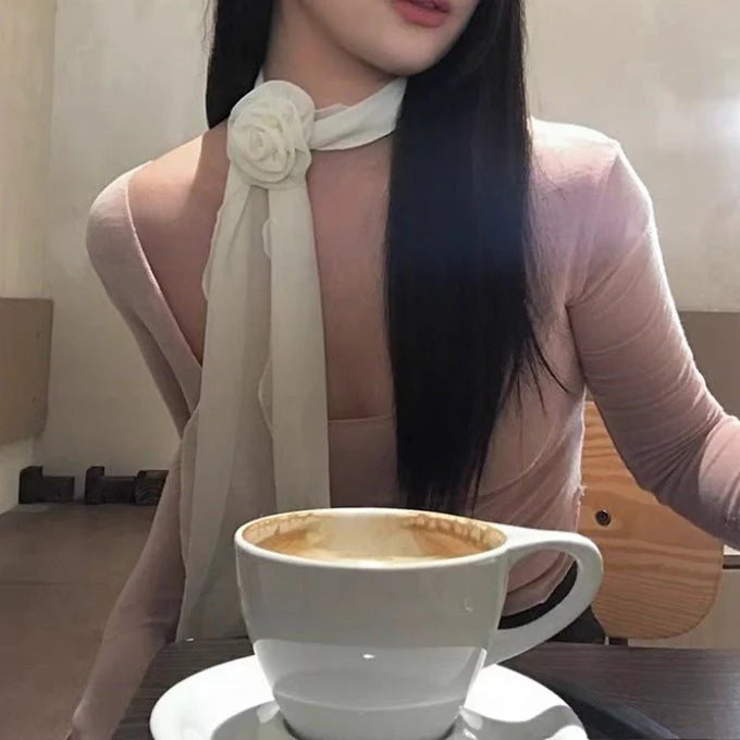 Elegant Rose Scarf – Pure Solid Color Lightweight Wrap for Women