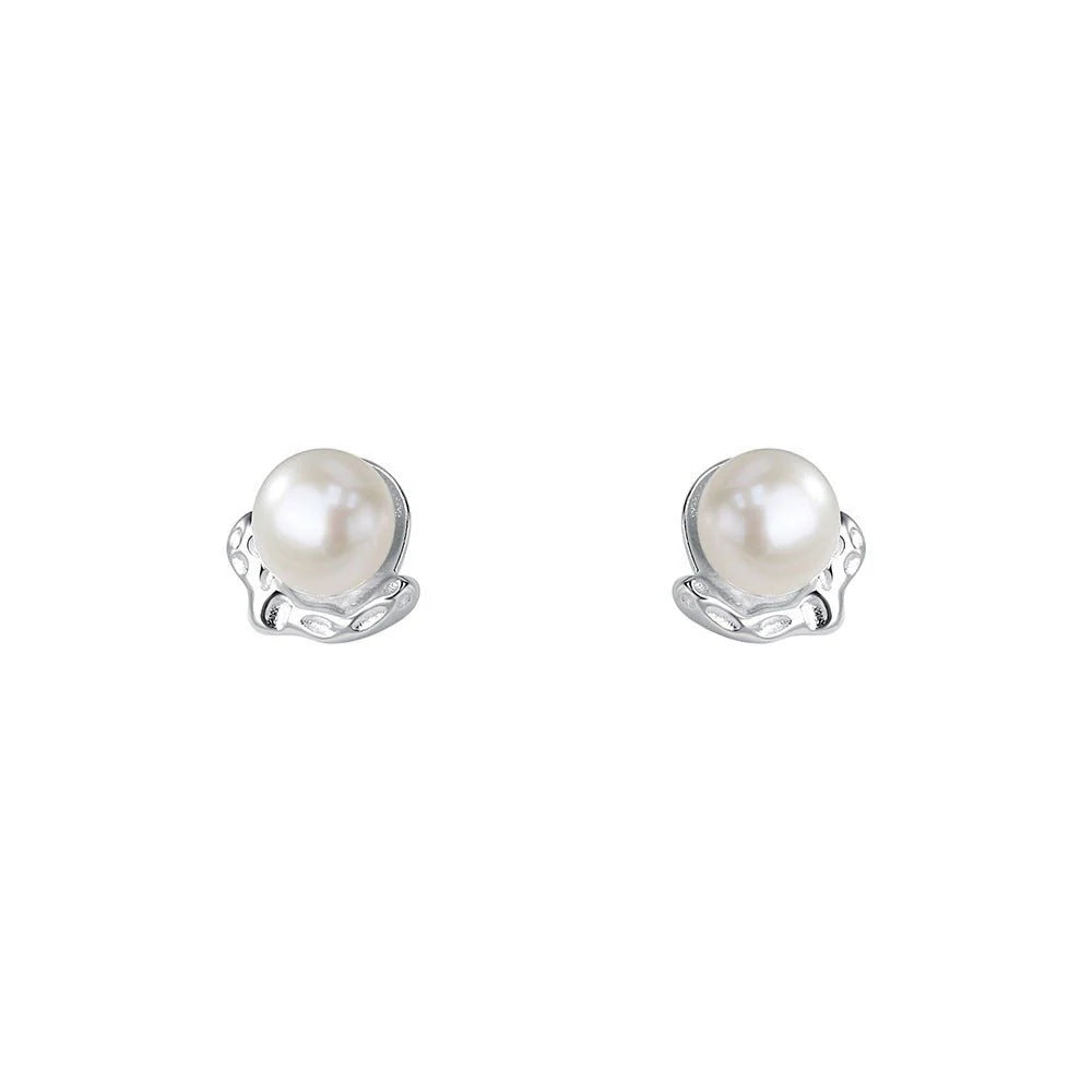 S925 Sterling Silver Lava Texture Pearl Stud Earrings – Elegant Women’s Jewelry | Hala Grace