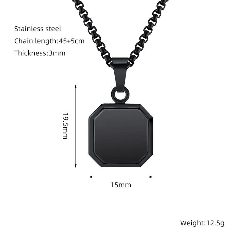 Men’s Hip-Hop Necklace – Titanium Steel Turquoise Pendant